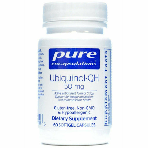 Pure Encapsulations Ubiquinol-QH 50 mg, 60 softgels, front of bottle