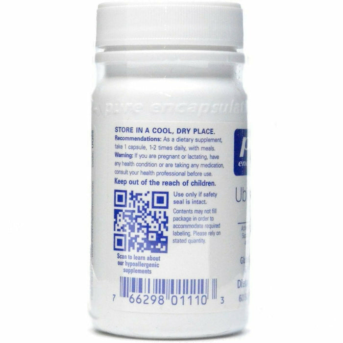 Pure Encapsulations Ubiquinol-QH 50 mg 60 softgels label information panel