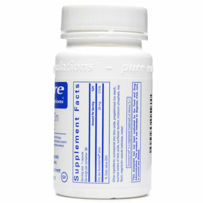 UltraZin Zinc 90 caps by Pure Encapsulations Supplement Facts Label