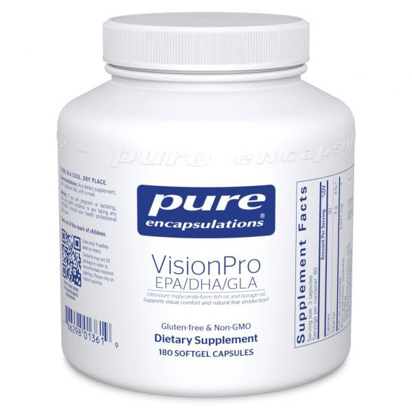 Pure Encapsulations VisionPro EPA/DHA/GLA, 180 softgels, front of bottle