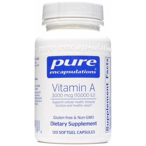 Pure Encapsulations Vitamin A 10,000 IU, 120 softgels, front of bottle
