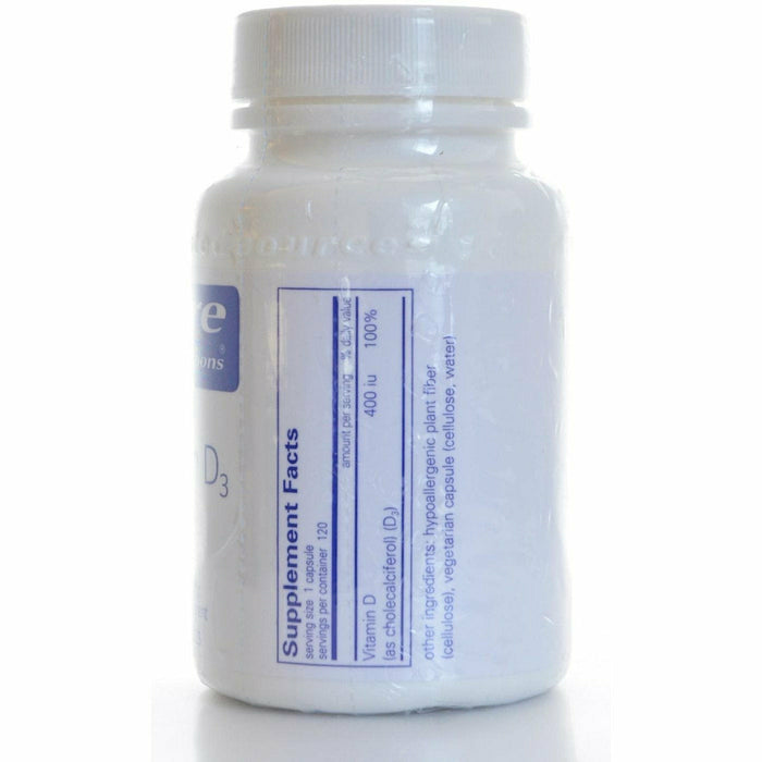 Front product image of Vitamin D3 400 IU 120 vcaps by Pure Encapsulations