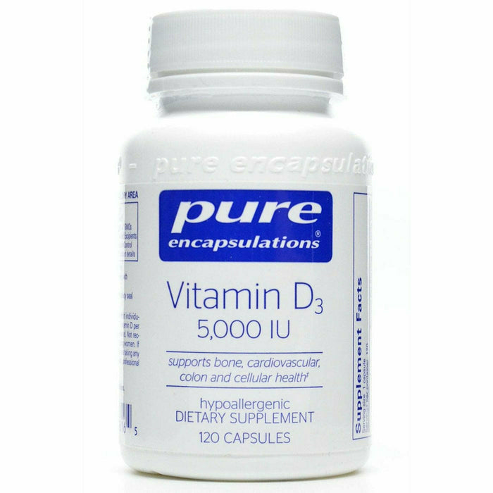 Pure Encapsulations Vitamin D3 5000 IU, 120 capsules, front of bottle
