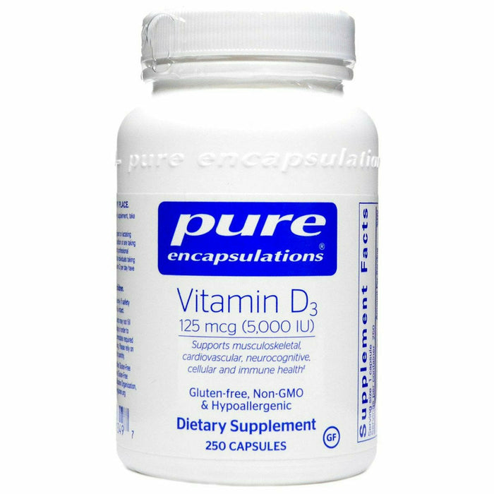 Pure Encapsulations Vitamin D3 5000 IU, 250 capsules, front of bottle