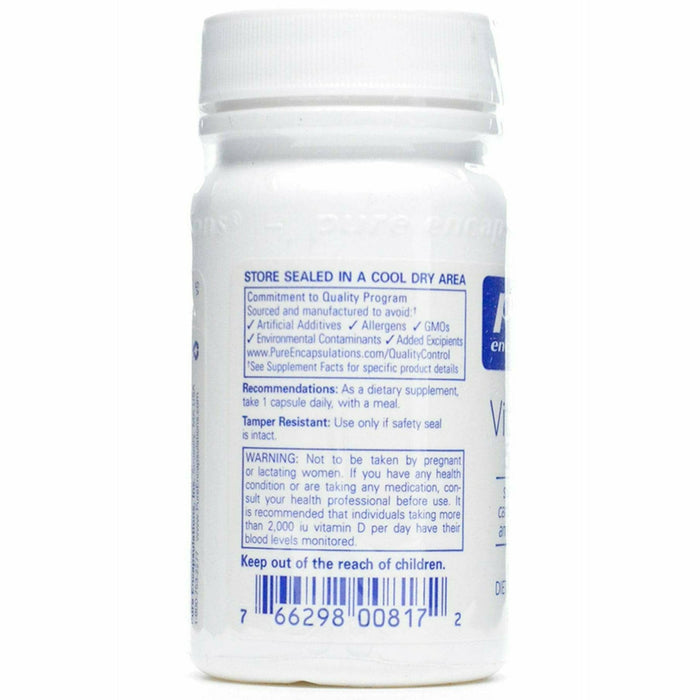 Pure Encapsulations Vitamin D3 5000 IU 60 capsules suggested use label