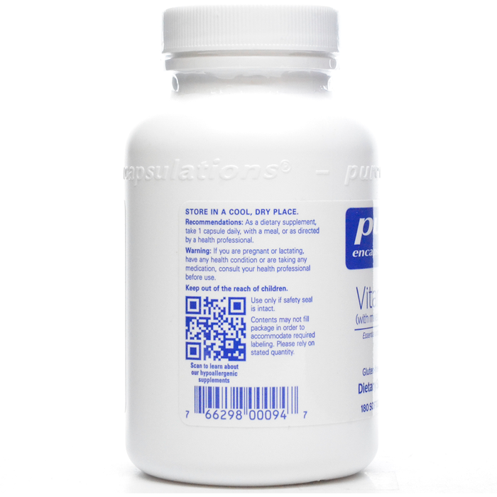 Pure Encapsulations Vitamin E (Natural) 400 IU 180 softgels suggested use label