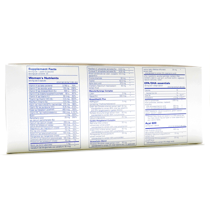 Pure Encapsulations Women's Pure Pack 30 packets label information panel 2