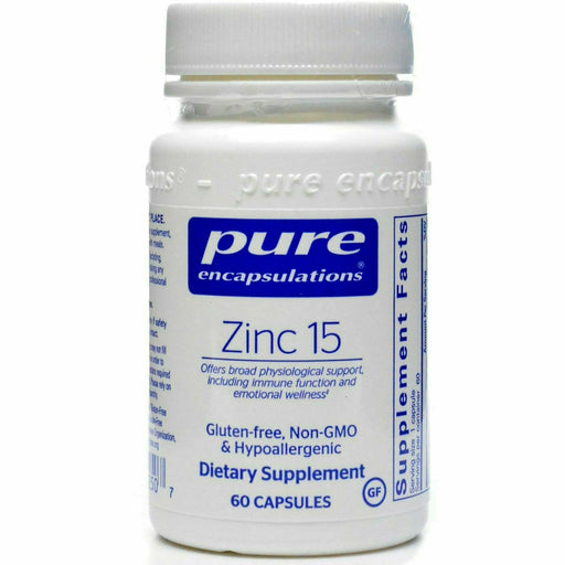 Pure Encapsulations Zinc 15, 60 capsules, front of bottle