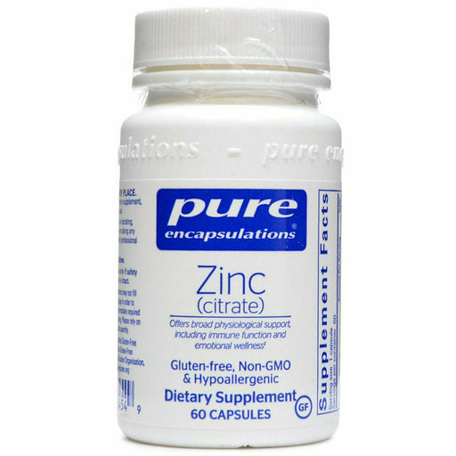 Pure Encapsulations Zinc (citrate) 30 mg, 60 capsules, front of bottle