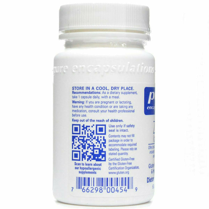 Pure Encapsulations Zinc (citrate) 30 mg 60 capsules suggested use label