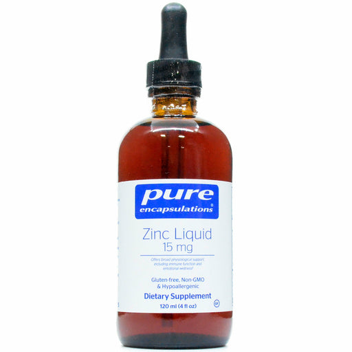 Pure Encapsulations Zinc Liquid, 120 mL, front of dropper bottle