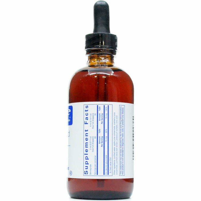Pure Encapsulations Zinc Liquid 120 mL supplement facts label