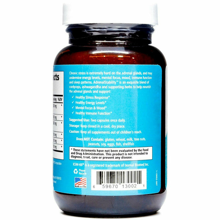 Pure Essence AdrenalStability 60 capsules label information panel