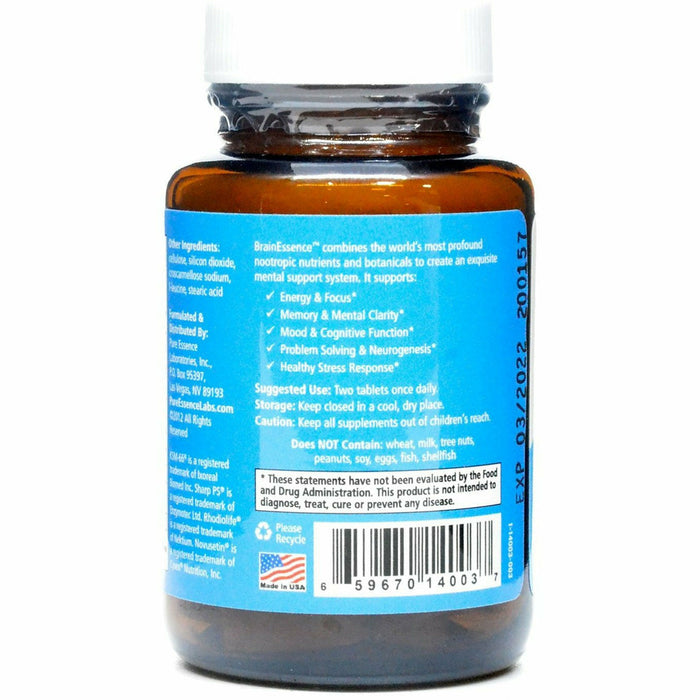 Pure Essence BrainEssence 30 tablets label information panel