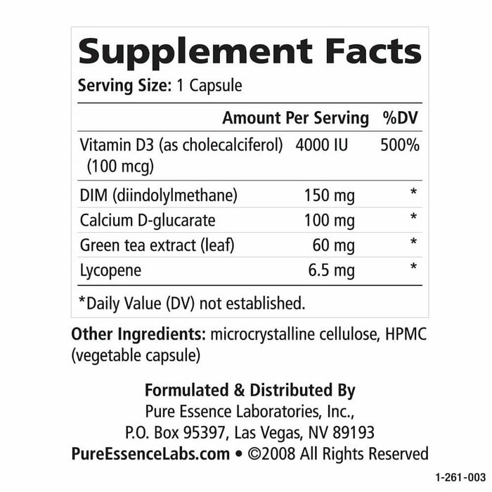 Pure Essence Dim-D 30 capsules supplement facts label 2
