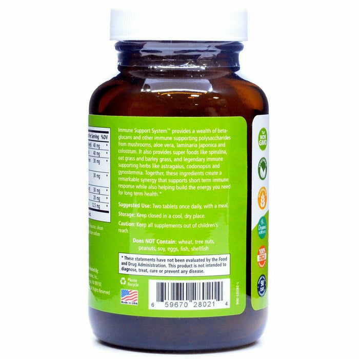 Pure Essence Immune Support System 60 tablets label information panel