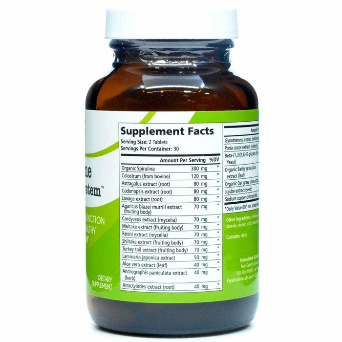 Pure Essence Immune Support System 60 tablets supplement facts label