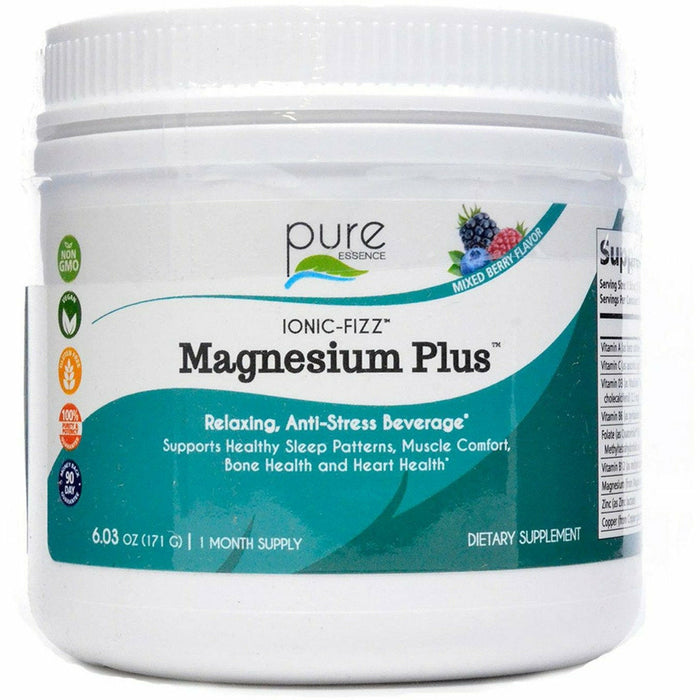 Pure Essence Ionic-Fizz Magnesium Plus Mixed Berry, 6 oz, front of jar