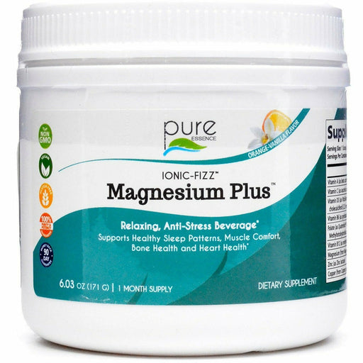 Pure Essence Ionic-Fizz Magnesium Plus Orange Vanilla, 6 oz, front of jar