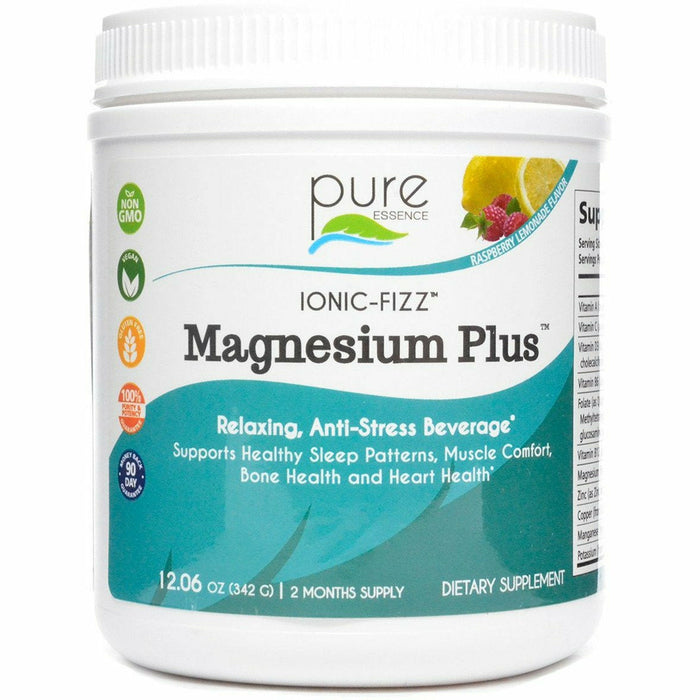 Pure Essence Ionic-Fizz Magnesium Plus Raspberry Lemonade, 12 oz, front of jar
