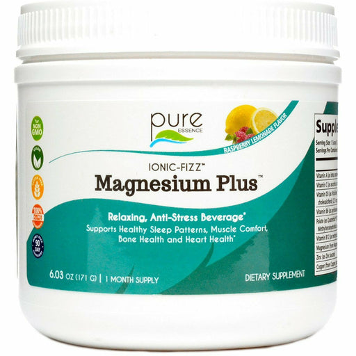 Pure Essence Ionic-Fizz Magnesium Plus Raspberry Lemonade, 6 oz, front of jar