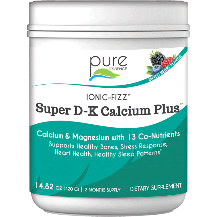 Pure Essence Ionic-Fizz Super D-K Calcium Plus Mixed Berry, 14.82 oz, front of jar
