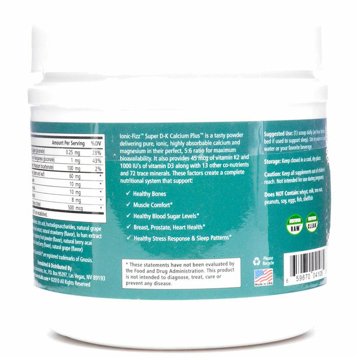 Ionic-Fizz Super D-K Calcium Plus Mixed Berry by Pure Essence, product label, view 3