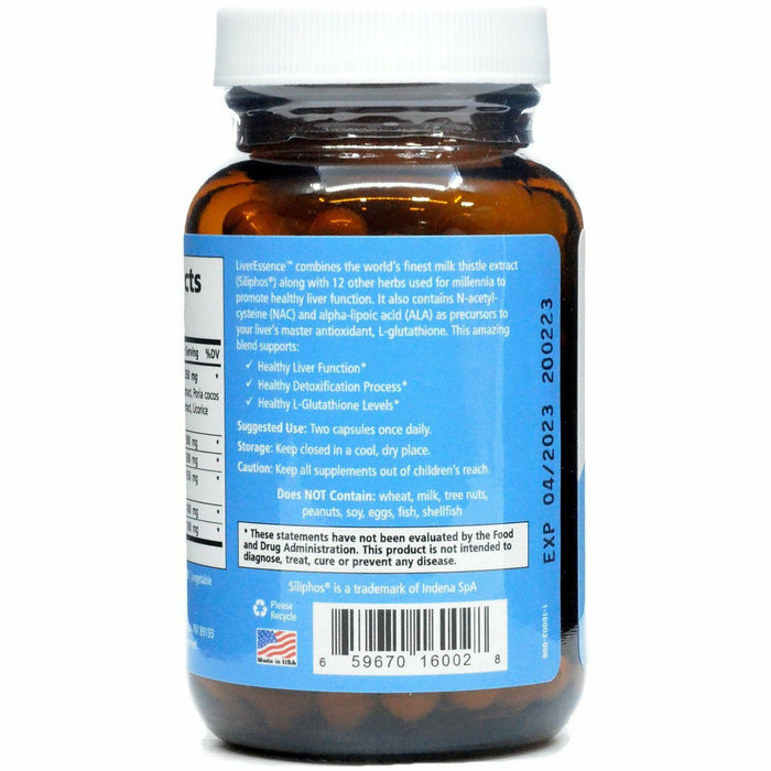 Pure Essence LiverEssence 60 capsules label information panel