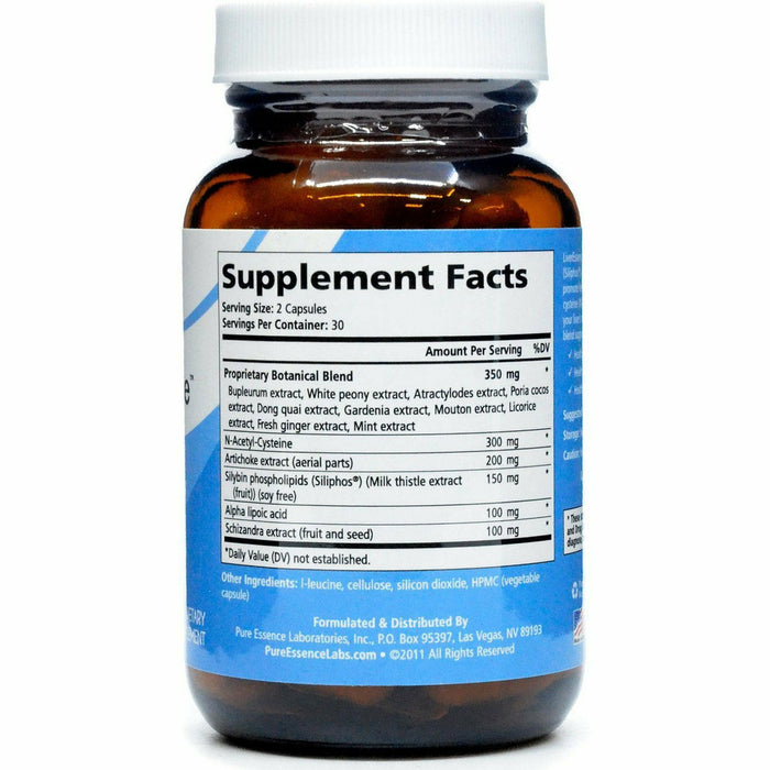 Pure Essence LiverEssence 60 capsules supplement facts label