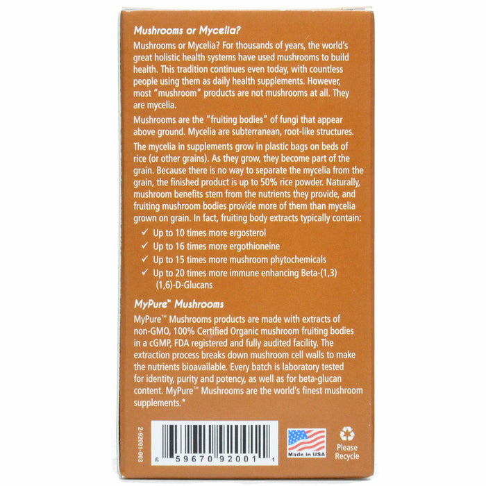 MyPure Reishi 4X 30 capsules by Pure Essence, information label