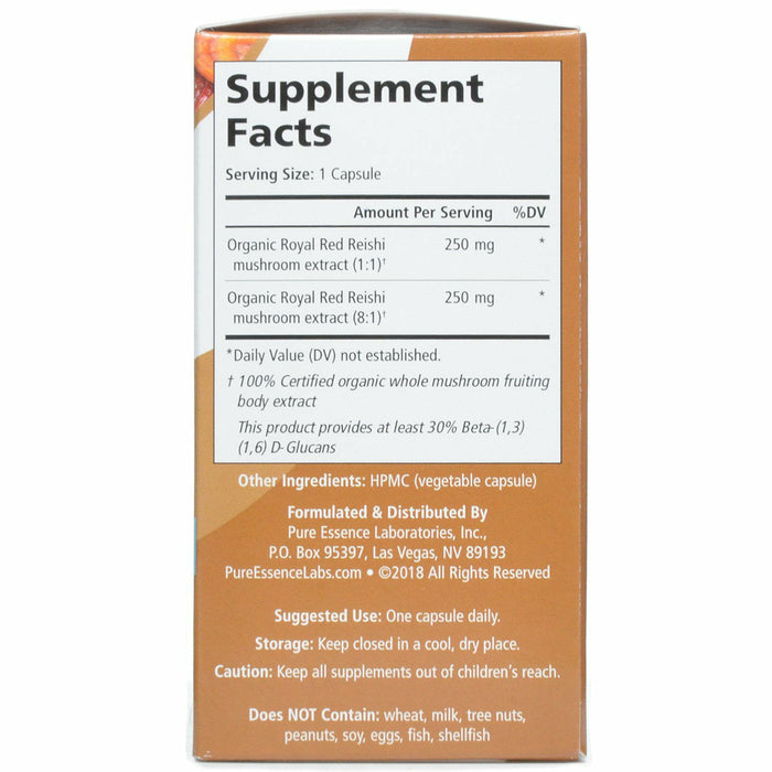 MyPure Reishi 4X 30 capsules by Pure Essence, Supplement Facts label
