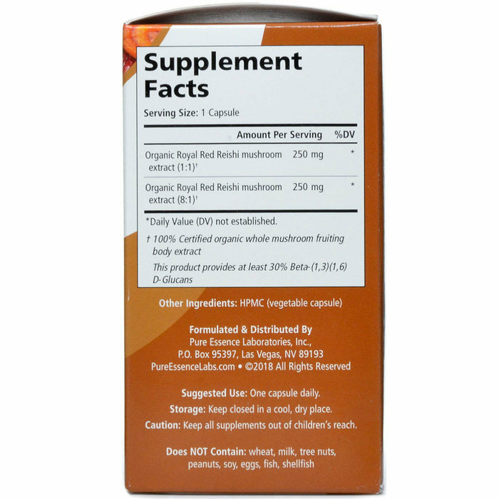 MyPure Reishi 4X 60 capsules by Pure Essence, Supplement Facts label