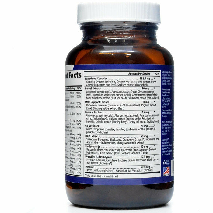 Pure Essence One 'n' Only Men One A Day Multivitamin supplement facts label 2