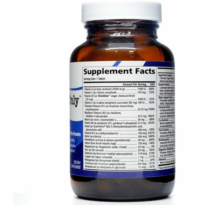 Pure Essence One 'n' Only Men One A Day Multivitamin supplement facts label
