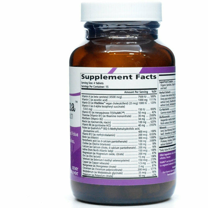 Pure Essence ProFema Natural Menopause Multivitamin 60 tablets supplement facts label