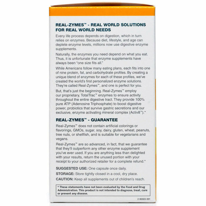 Pure Essence Real-Zymes Keto 90 capsules label information panel 2