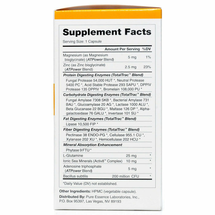 Pure Essence Real-Zymes Keto 90 capsules supplement facts label