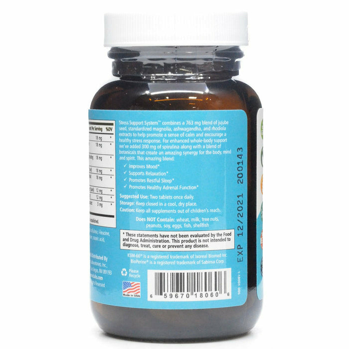 Pure Essence Stress Support System 60 tablets label information panel