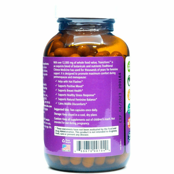 Pure Essence Transitions 120 capsules label information panel