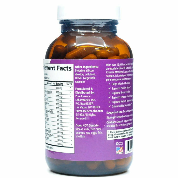 Pure Essence Transitions 120 capsules supplement facts label 2