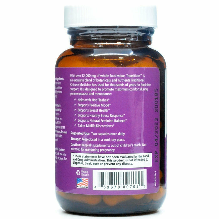 Pure Essence Transitions 60 capsules label information panel