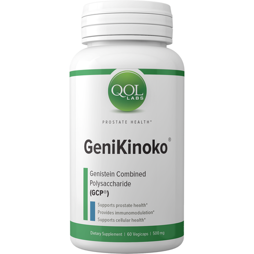 QOL Labs GeniKinoko 500 mg, 60 veg capsules, front of bottle