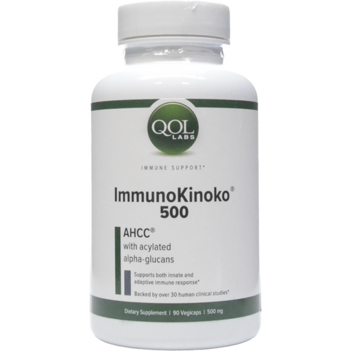 QOL Labs ImmunoKinoko AHCC 500 mg, 90 veg capsules, front of bottle