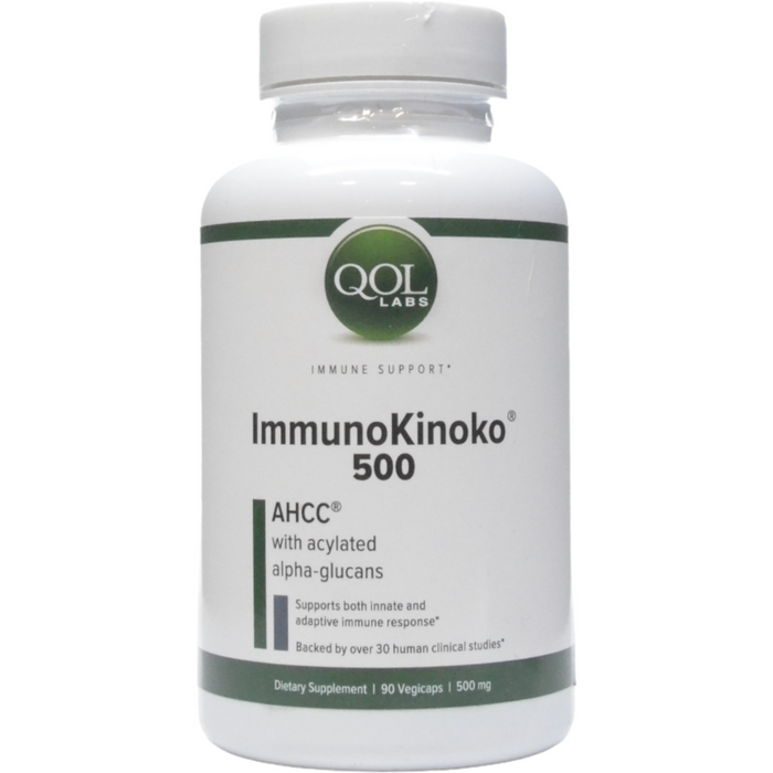 QOL Labs ImmunoKinoko AHCC 500 mg, 90 veg capsules, front of bottle