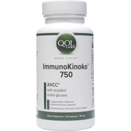 QOL Labs ImmunoKinoko AHCC 750 mg, 60 veg capsules, front of bottle
