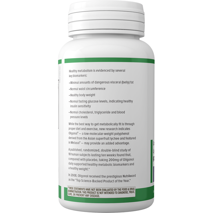 QOL Labs Metasol 100 mg 60 veg capsules side label