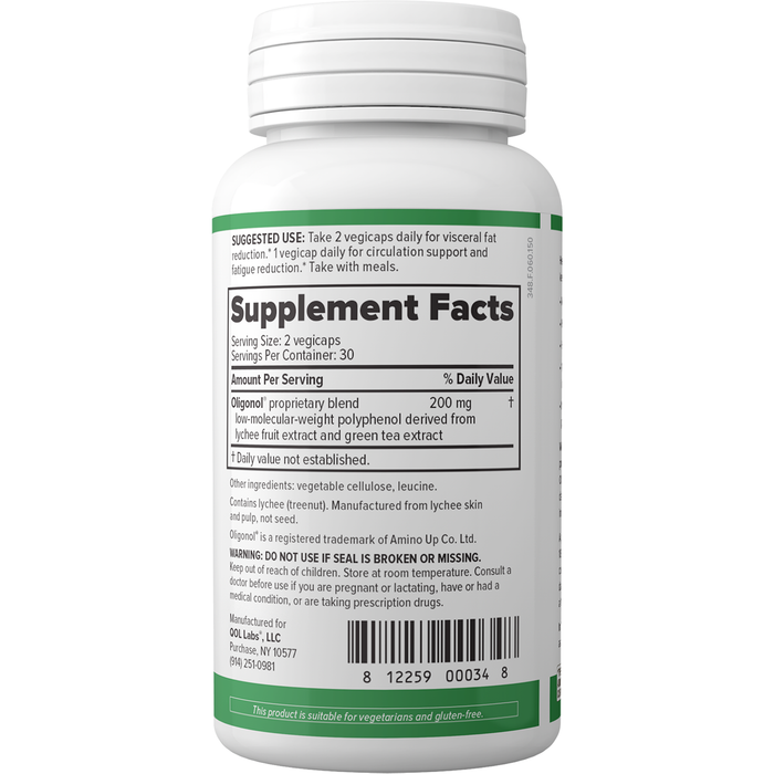 QOL Labs Metasol 100 mg 60 veg capsules supplement facts label