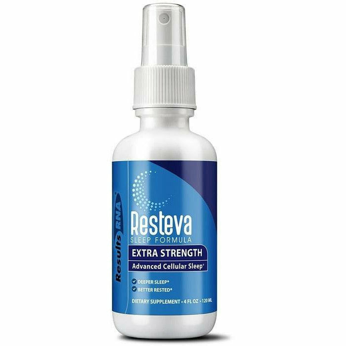 Results RNA Resteva Sleep Extra Strength, 4 fl oz, front of spray bottle