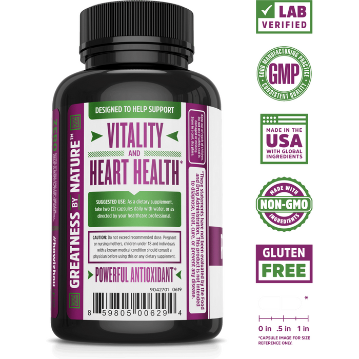 Vitality and Heart Health, ZHOU Nutrition, Resveratrol 1000 Mg 60 Vegcaps