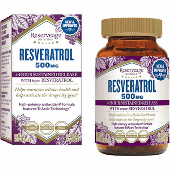 Reserveage, Resveratrol 500 mg 60 veggie capsules